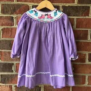 Christmas Winter Ice Skates Smocked Dress 2T